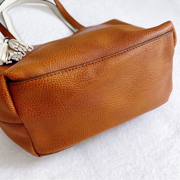 Faux Leather Small Shoulder Tote Bag Brown - Picture 4 of 9